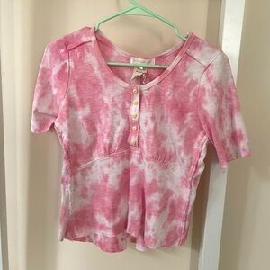 Pink tie dye Henley top from LoveShackFancy